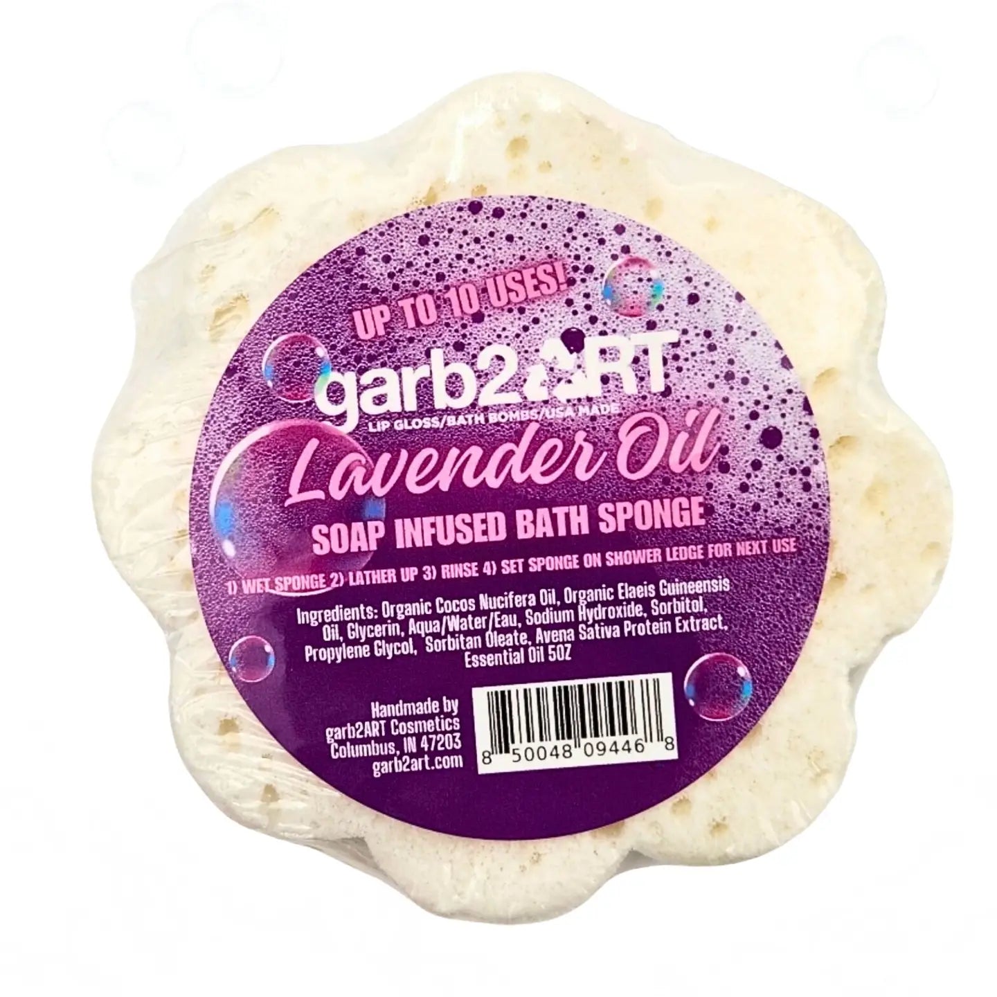 Hot Deal! Handmade Lavender Essential Oil Infused Bath Sponge - Garb2Art, Up to 10 Uses & Ideal Gift