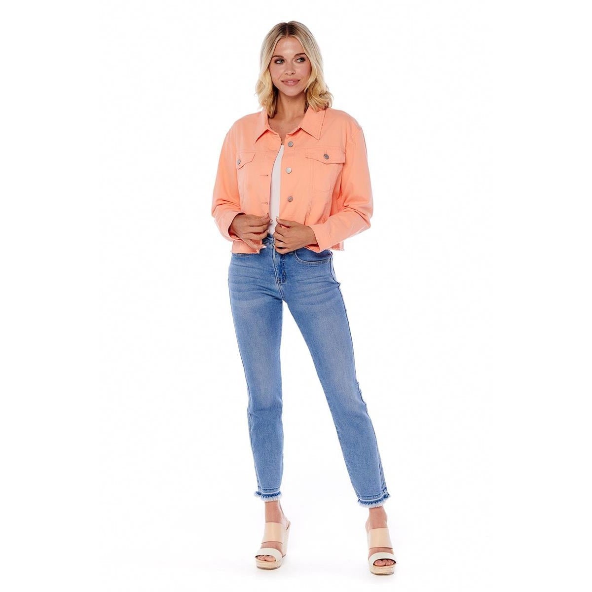 Hot Sale! Mud Pie Women's Lightweight Peach Preston Twill Jacket