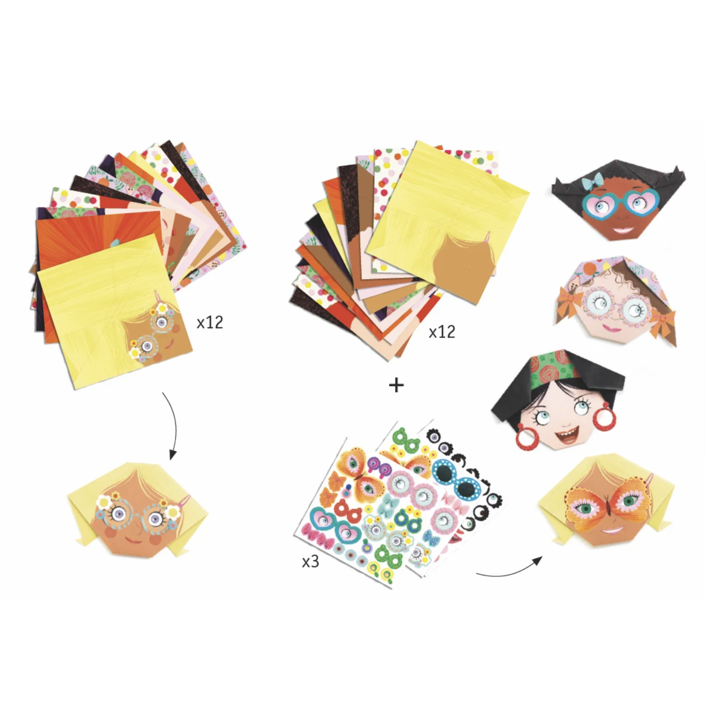 DJECO Petit Gifts Origami - Cool Pretty Faces Sets