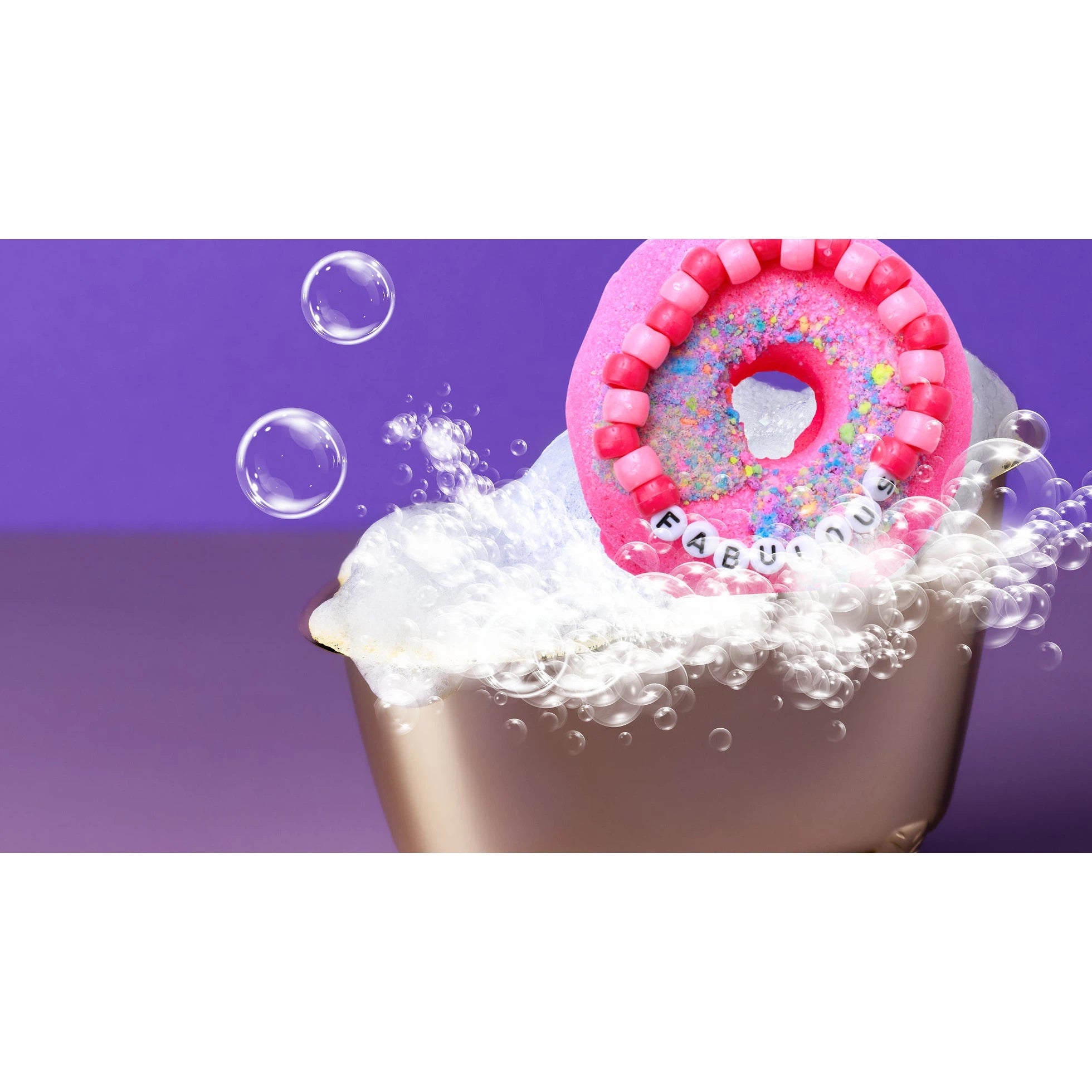 Handmade Shea Butter and Epsom Salt Donut Bath Bomb with Trendy Beaded Word Bracelet