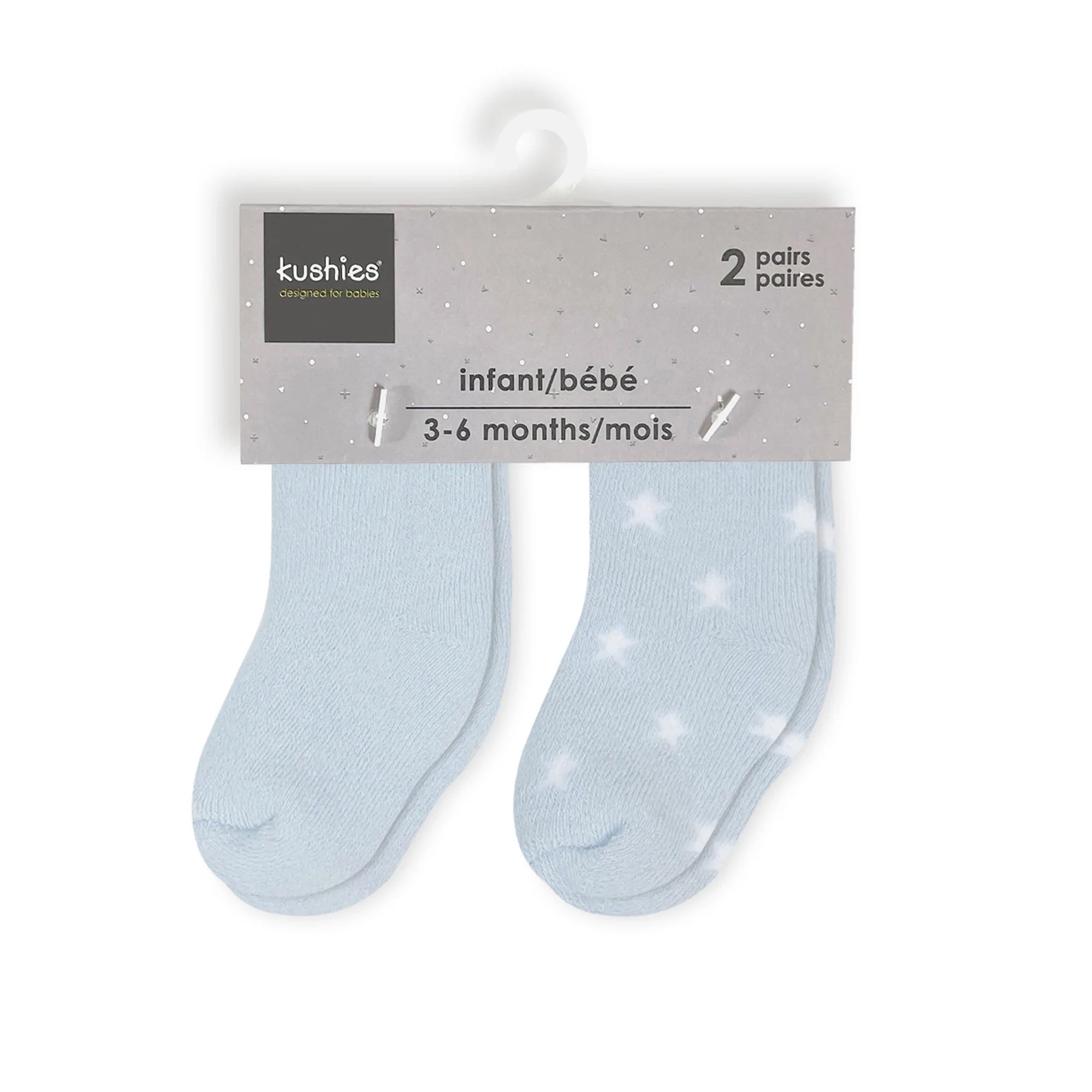Hot Sale! Kushies Infant Sock Set - 2 Pairs in Ice Solid and Stars Design