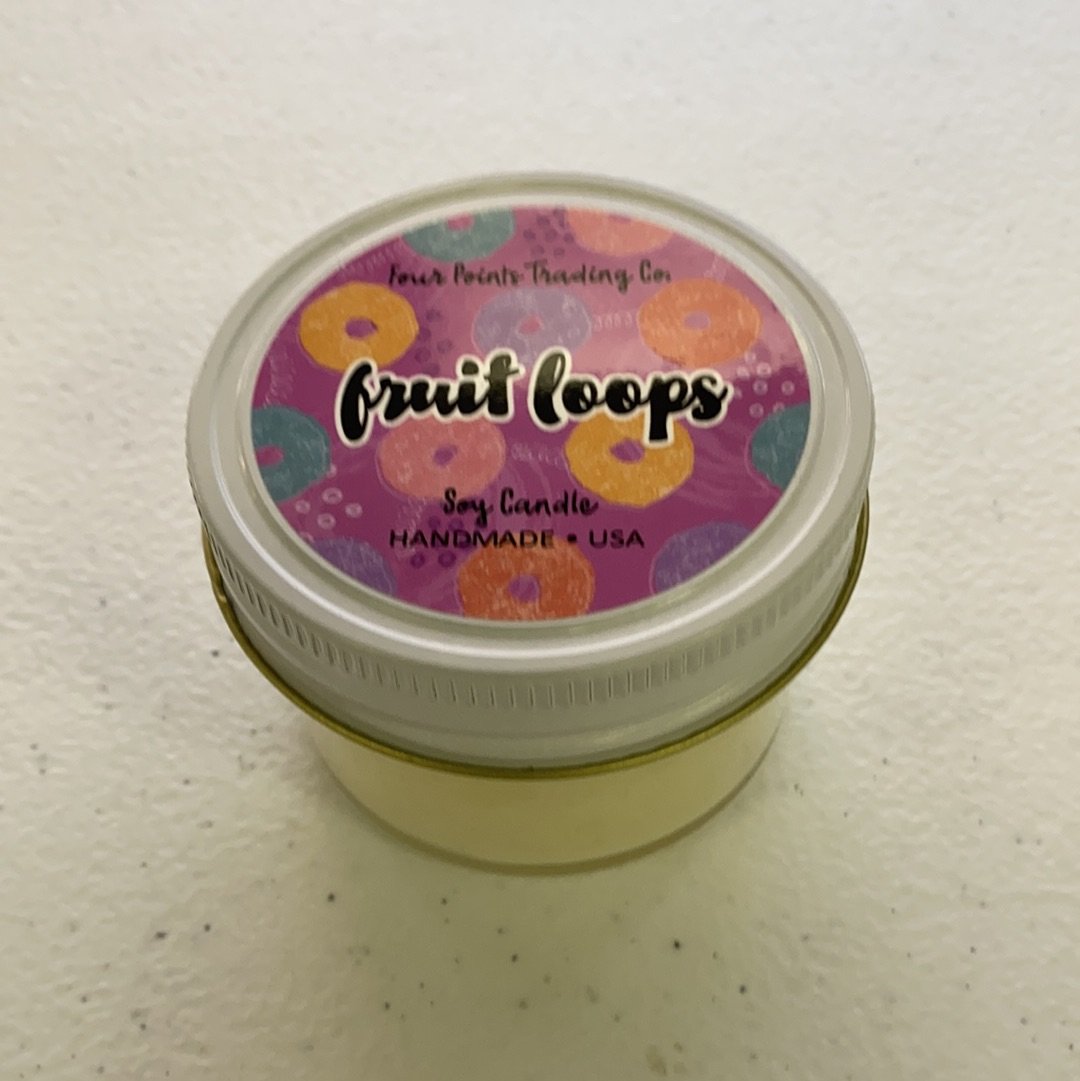Four Point's Trading Company Premium Pop Scents Fruit Loops Scented Soy Candle for a Nostalgic Experience