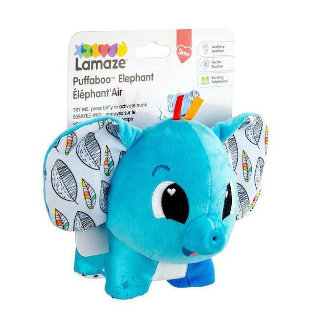 Lamaze Adorable Squeaky and Air - puffing Puffaboo Elephant for Babies