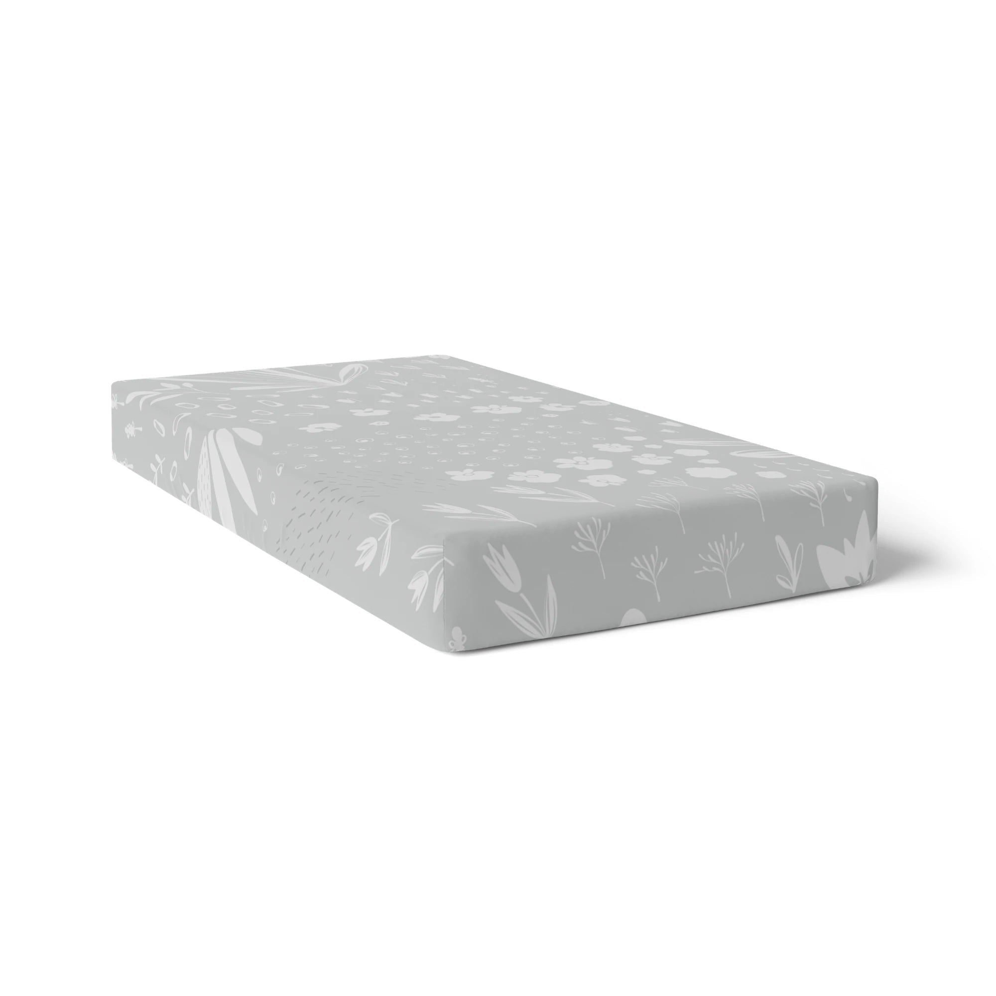 Kushies Bunny Grey Premium Cotton Percale Fitted Crib Sheet for Sweet Dreams