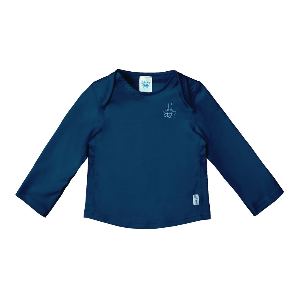 Hot Deal! I Play Navy Long Sleeve Easy-On Rashguard Shirt for Infants and Toddlers