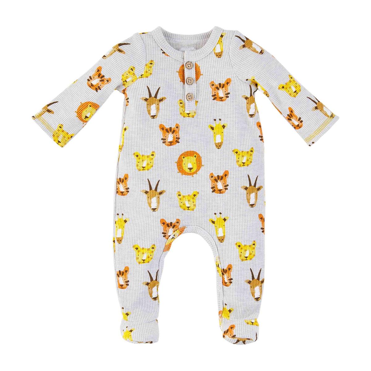 Hot Deal! Mud Pie Safari - Style Waffle Knit Footed Baby Sleeper