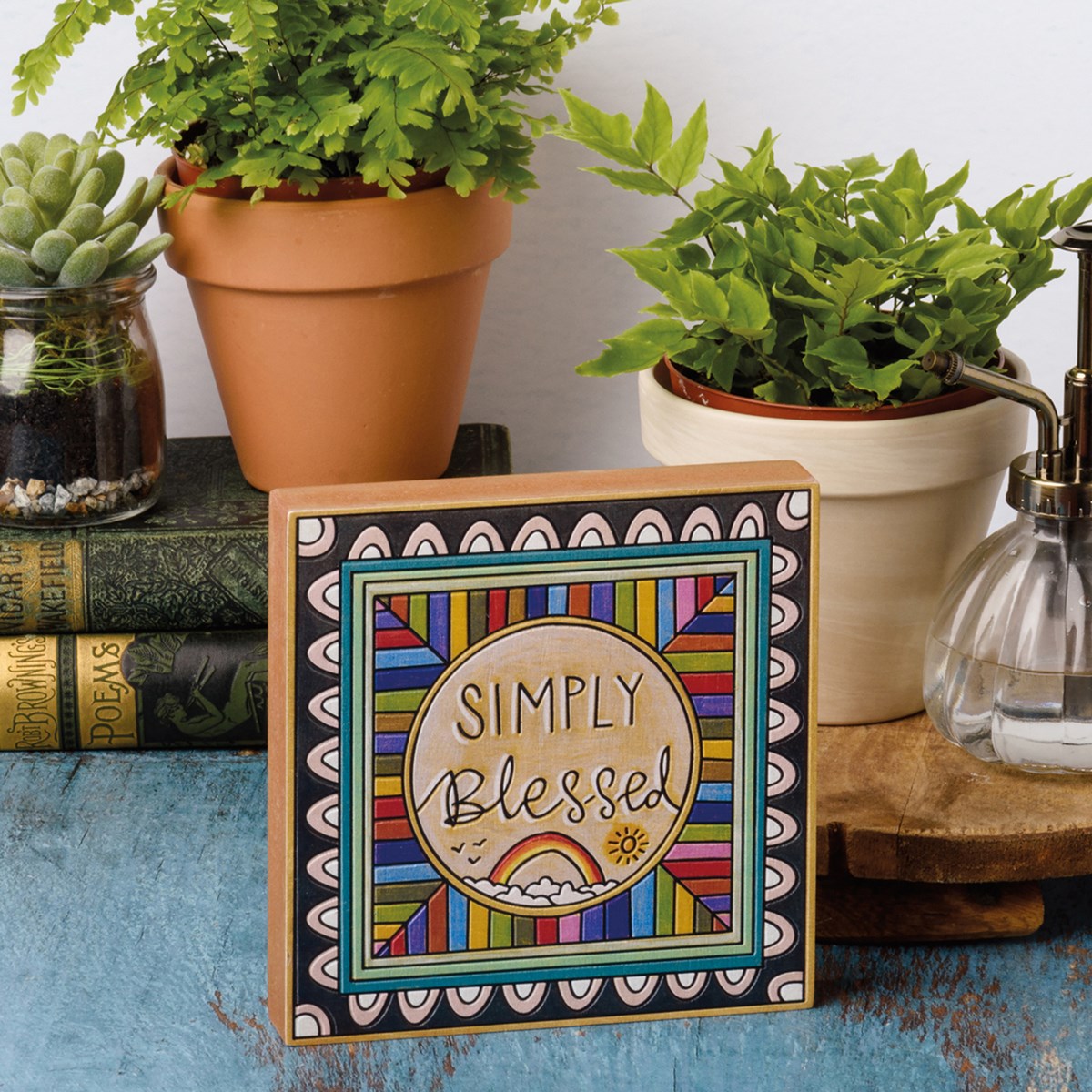 Hot Sale! Kathy's Primitives Wooden Block Wall Sign - Simply Blessed