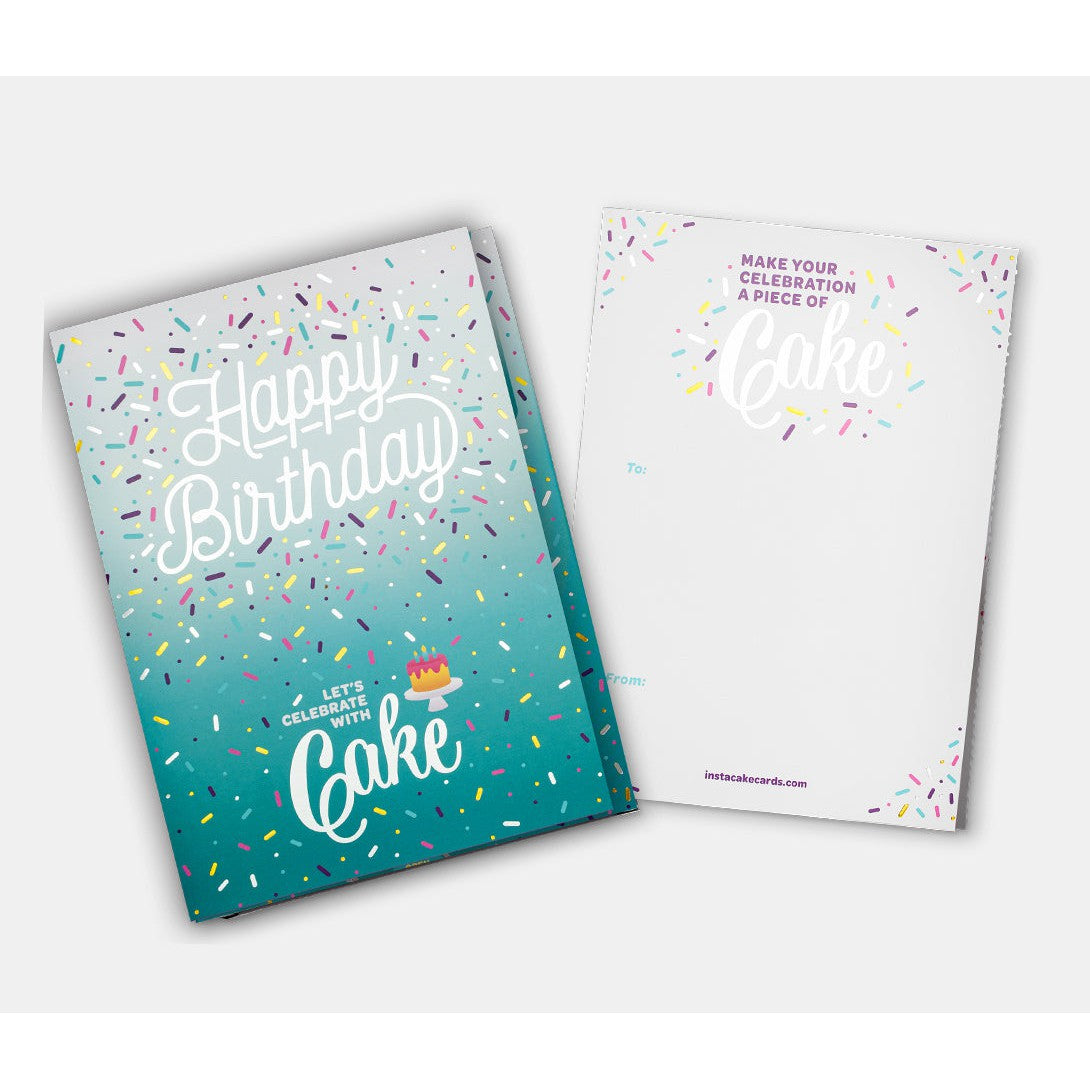 Special Offer! Teal InstaCake Birthday Card - Confetti Vanilla Flavored