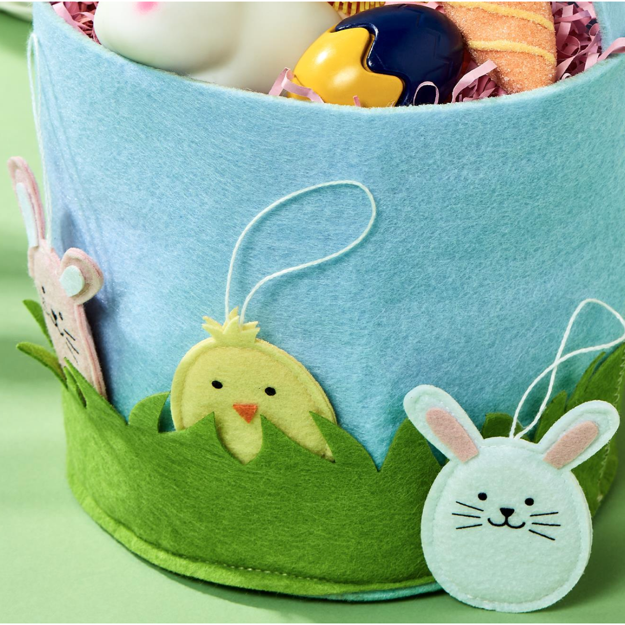 Handmade Felt Easter Basket with 3 Egg Ornaments - Ideal for Egg Hunts