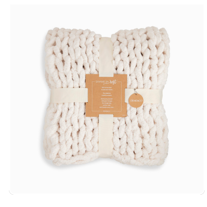 Hot Deal! Demdaco Comfort Collection Chunky Knit Cream Throw Blanket