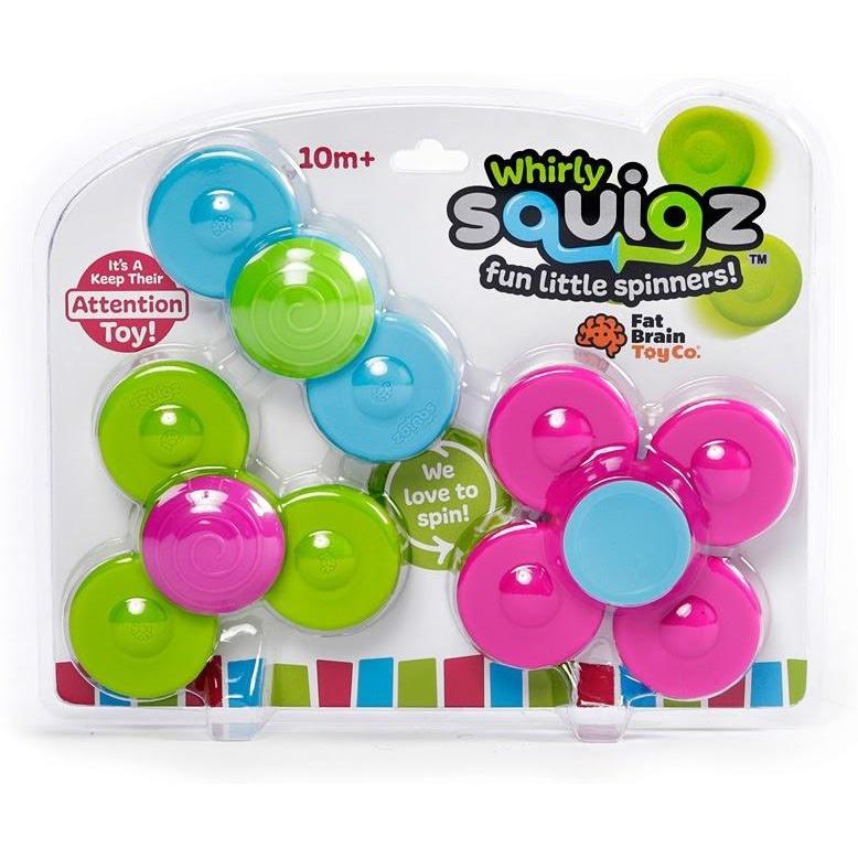 Fat Brain Colorful Silicone Whirly Squigz - Awesome Little Spinners for Sensory Fun