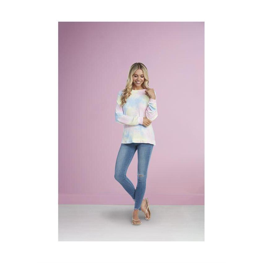 Hot Deal! Mud Pie Bryant Multi - Color Tie - Dye French Terry Sweatshirt for Casual Wear