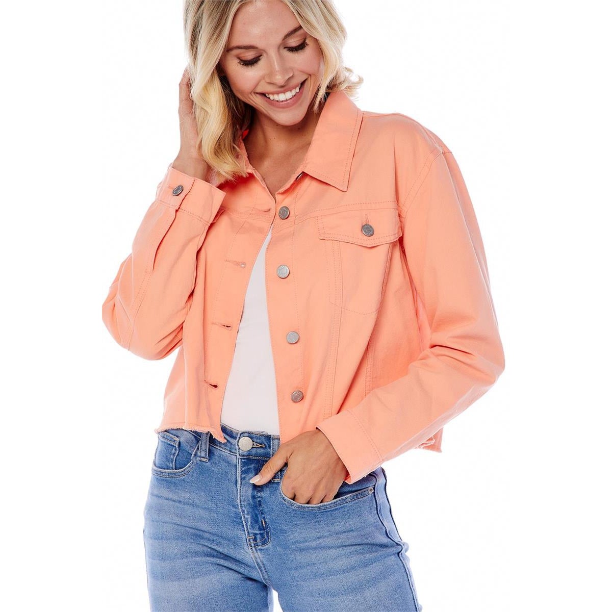 Hot Sale! Mud Pie Women's Lightweight Peach Preston Twill Jacket