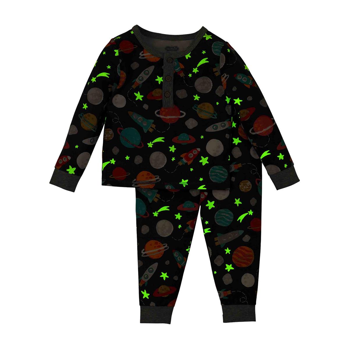 Mud Pie Glow-in-the-Dark Cotton Spandex Space Pajama Set