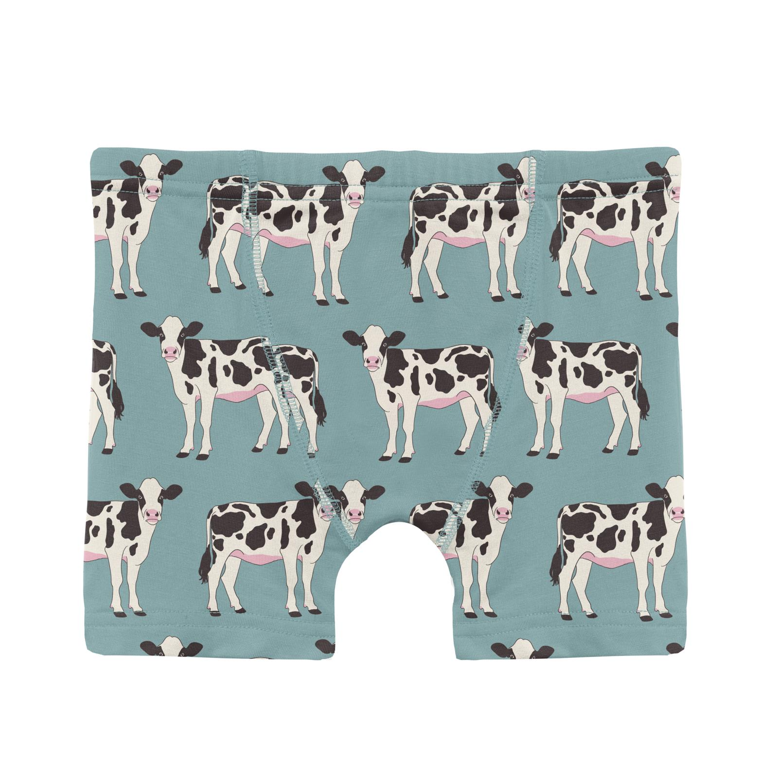 Kickee Boy's Super-Soft Jade Cows Boxer Briefs