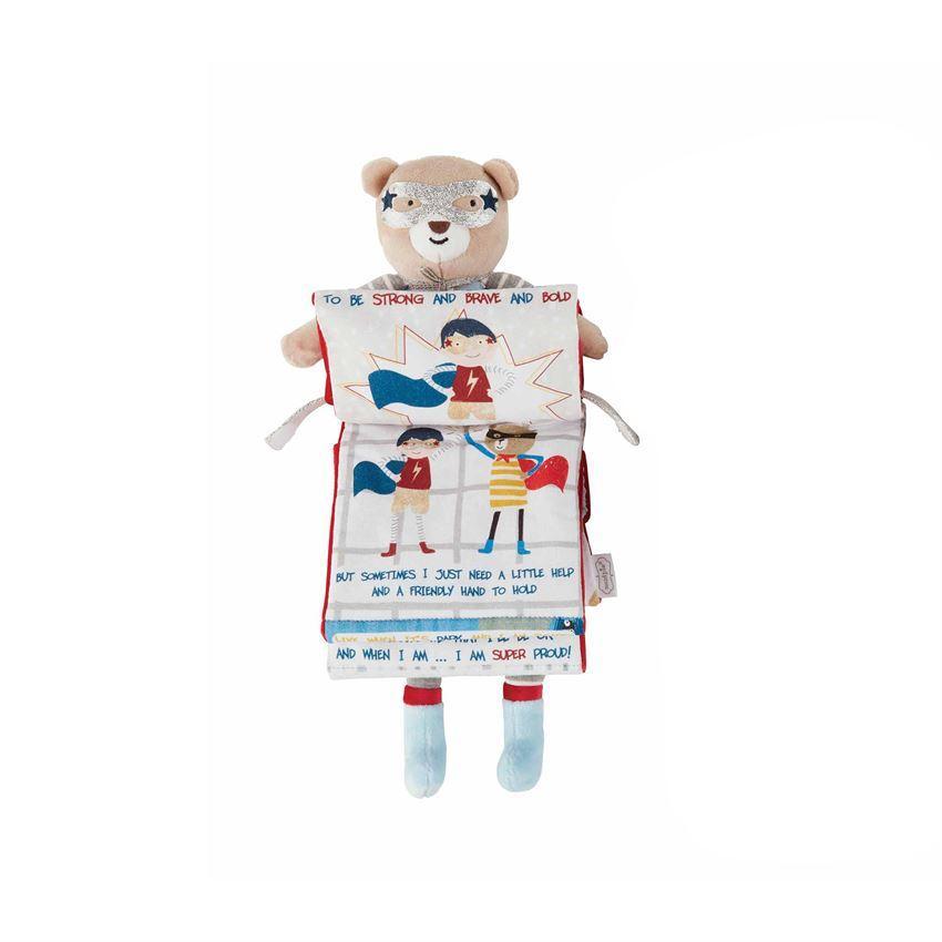 Red Super Hero Mud Pie Velour Plush Reading Companion