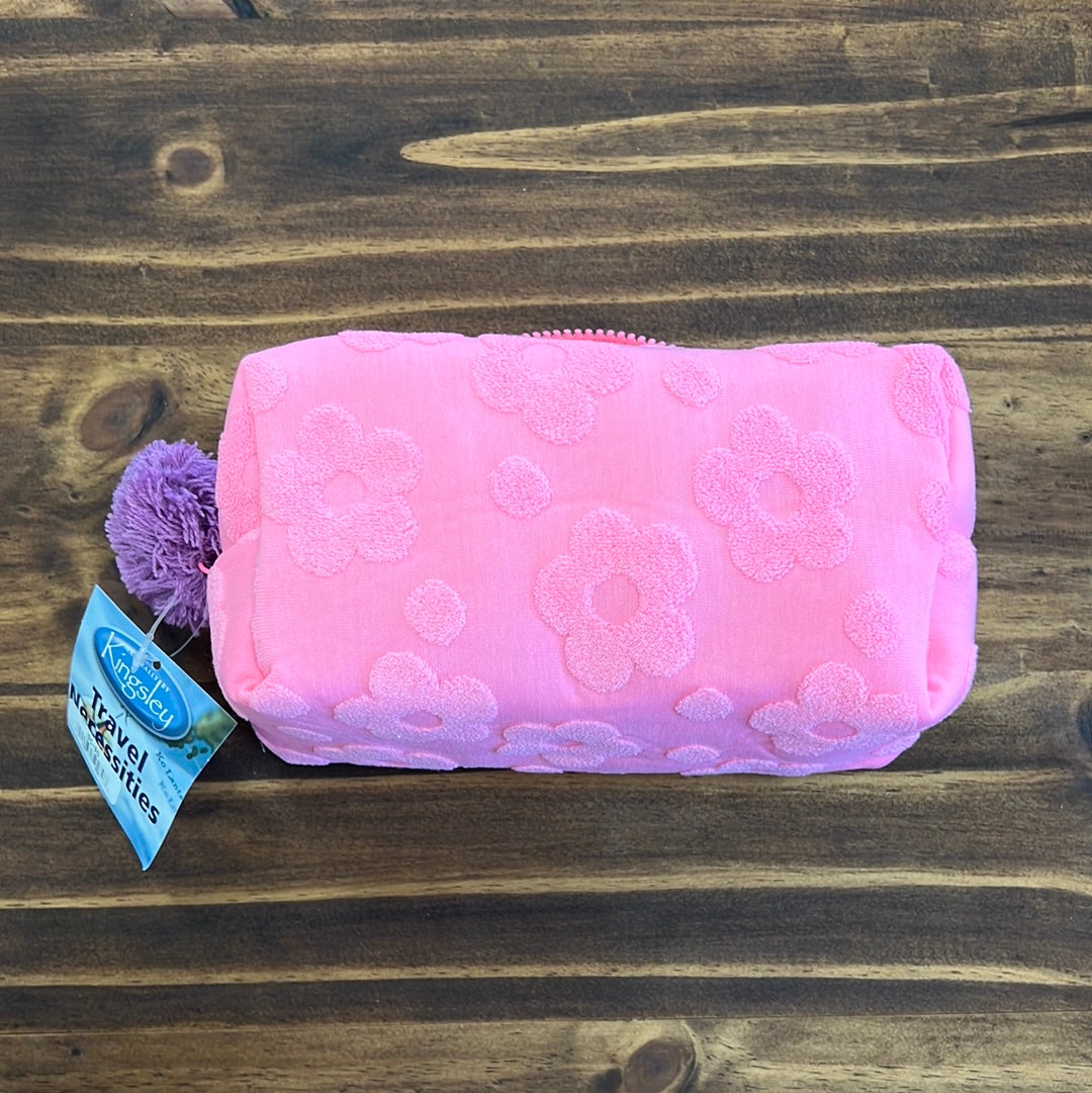 Hot Deal! Pink Daisies Terry Cloth Small Travel and Cosmetics Bag by Kingsley