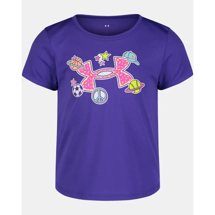 Under Armour Girls' Short Sleeve Electric Purple UA Logo Tee