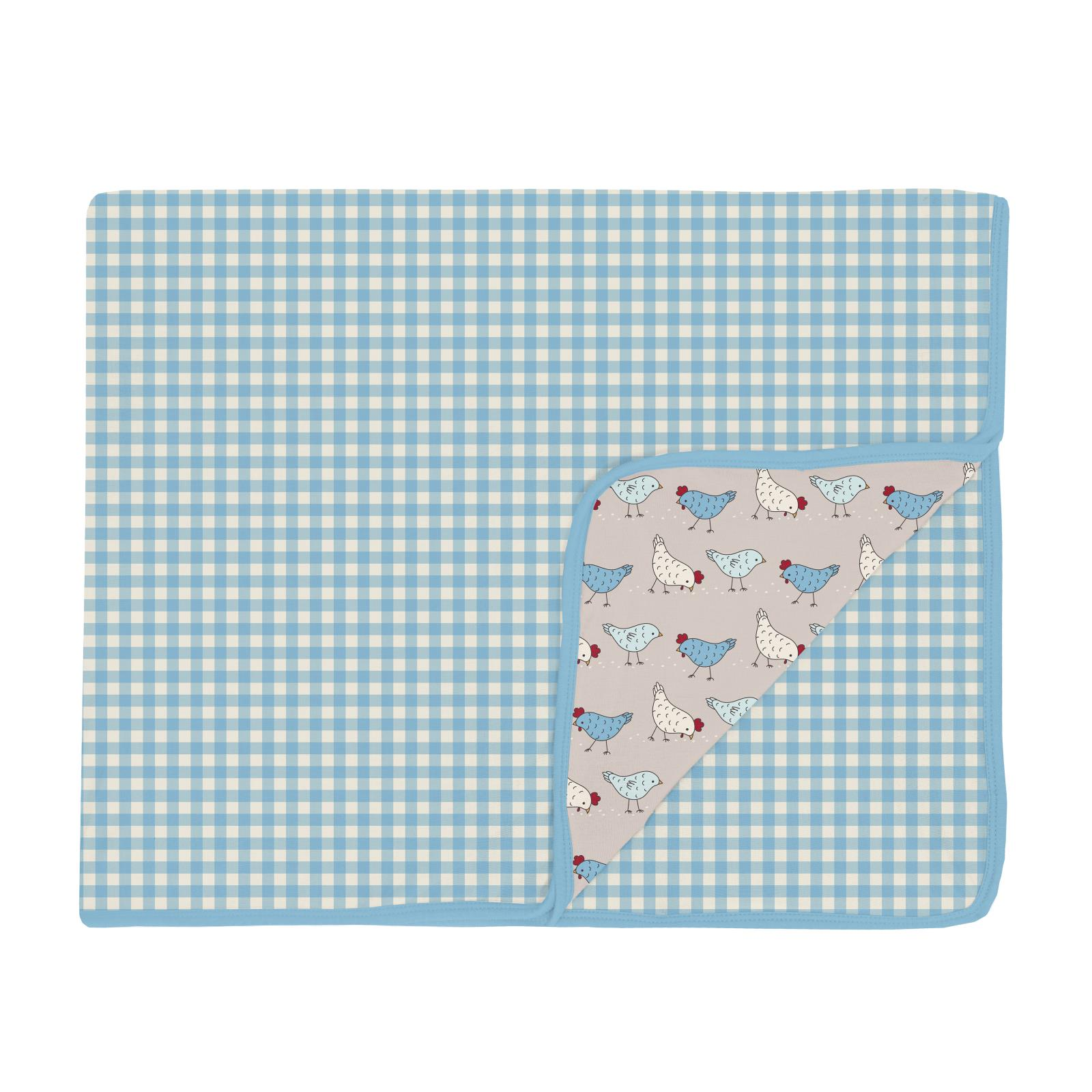 Seaside Blue Gingham/Latte Chicken Kickee Pants Toddler Blanket - Cozy Deal