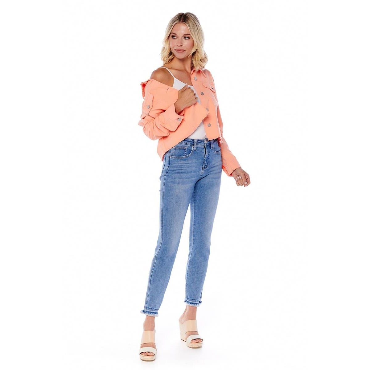 Hot Sale! Mud Pie Women's Lightweight Peach Preston Twill Jacket