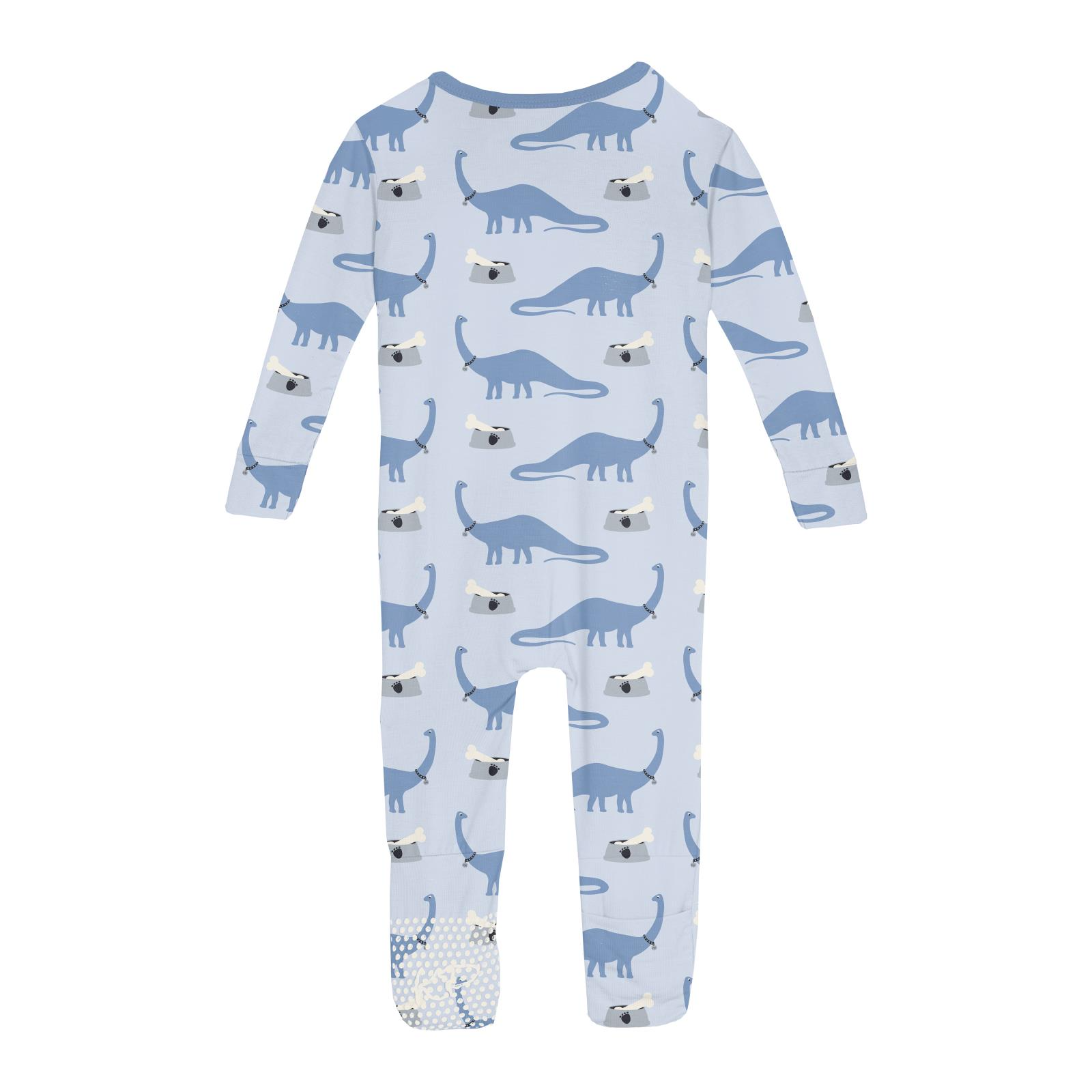 Kickee Pants Cozy Dino Print Convertible Zipper Bamboo Sleeper for Babies