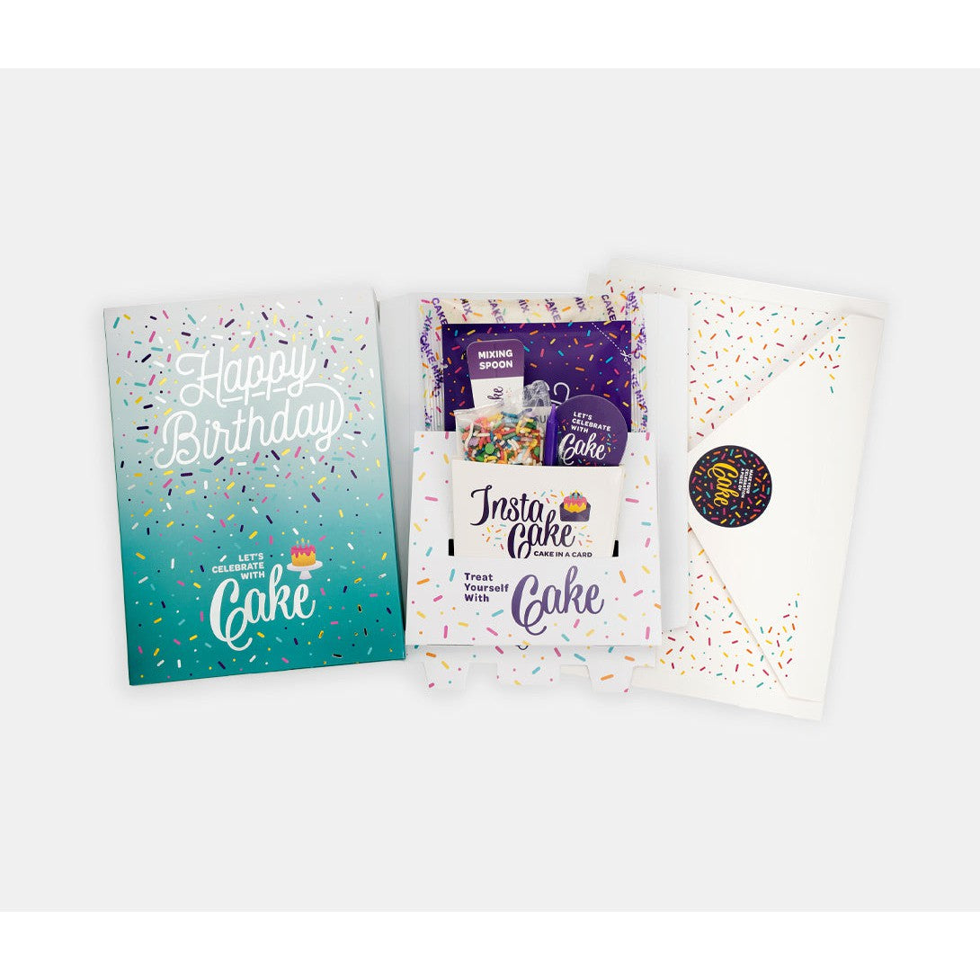 Special Offer! Teal InstaCake Birthday Card - Confetti Vanilla Flavored