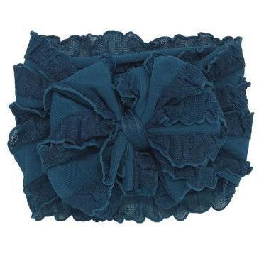 Adorable Teal Ruffled Stretch Headband by In Awe Couture for Newborn to 4+ Years