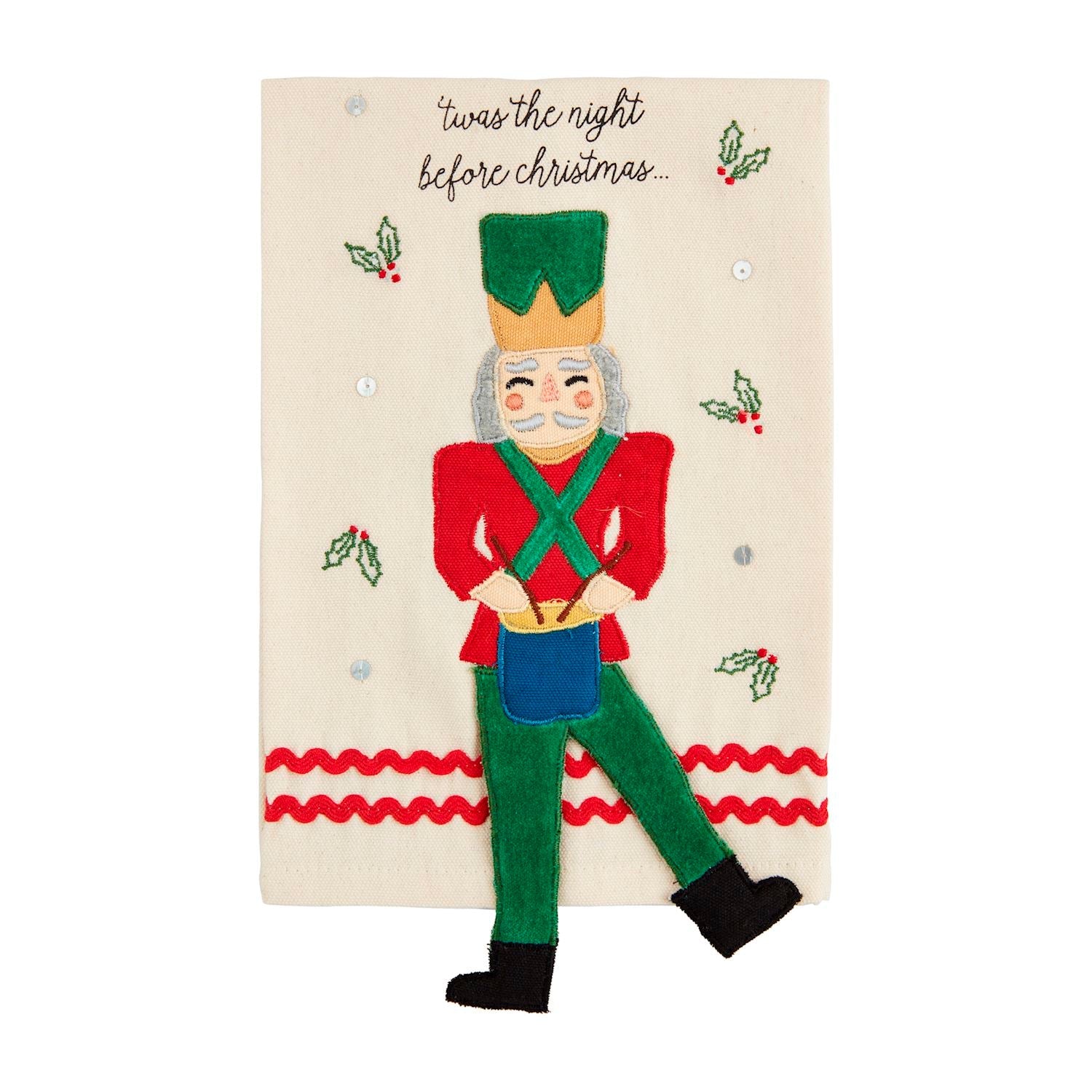 Mud Pie Embroidered Nutcracker Dangle - Leg Canvas Hand Towels