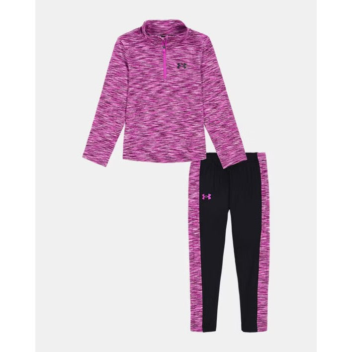 Under Armour Girls' UA Twisted 1/4 Zip Set in Stunning Vivid Magenta