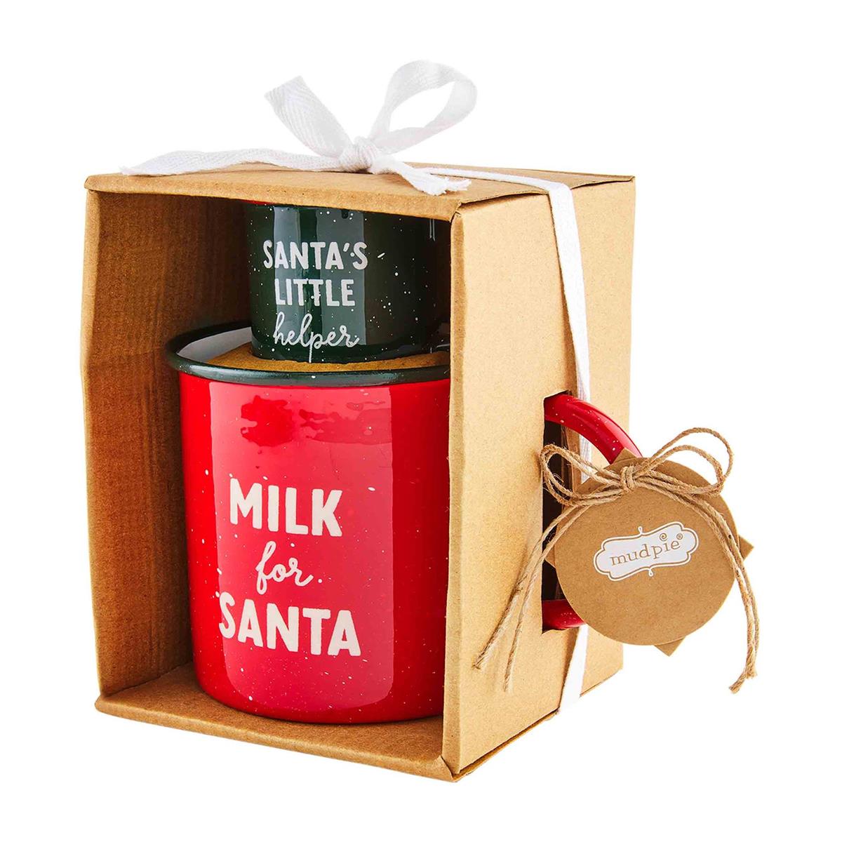 Hot Deal! Mud Pie Santa Enamel Mug Set