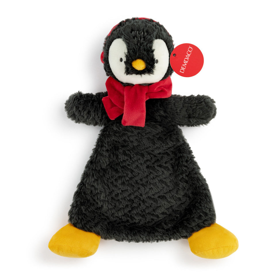 Demdaco Super-Soft Black Plush Santa's Nice List Penguin Cozie for Baby