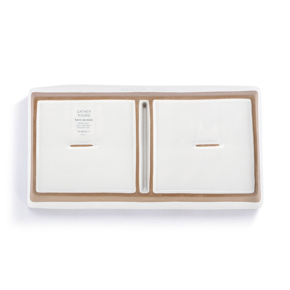 Demdaco White Divided Dish - Perfect for Treats