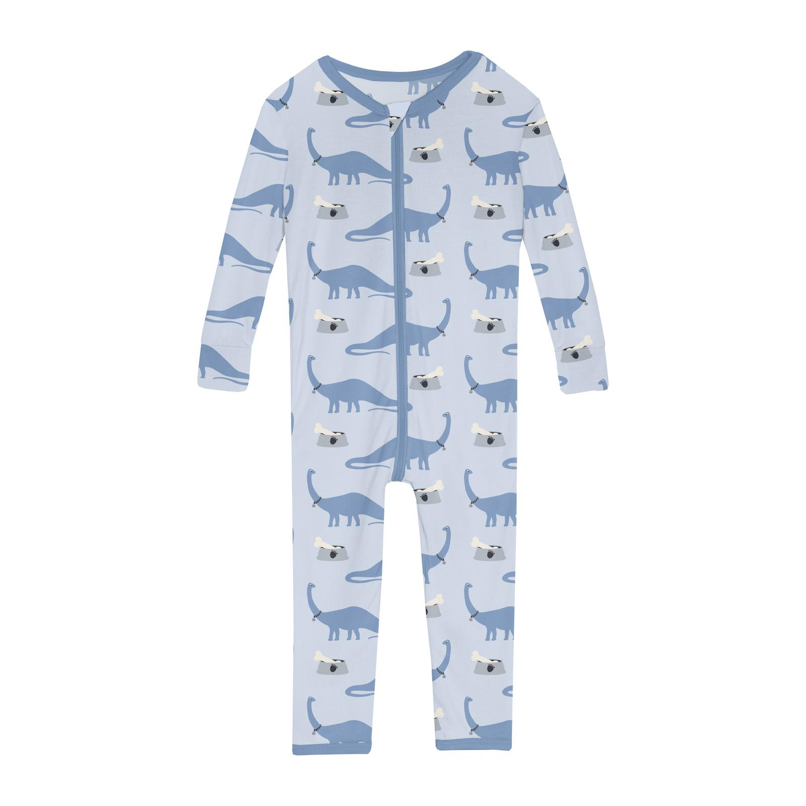 Kickee Pants Cozy Dino Print Convertible Zipper Bamboo Sleeper for Babies