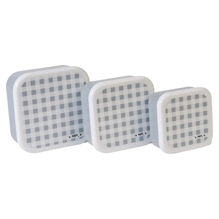 Hot Deal! Saro Gray Check 3-Piece Baby Lunch Box Set