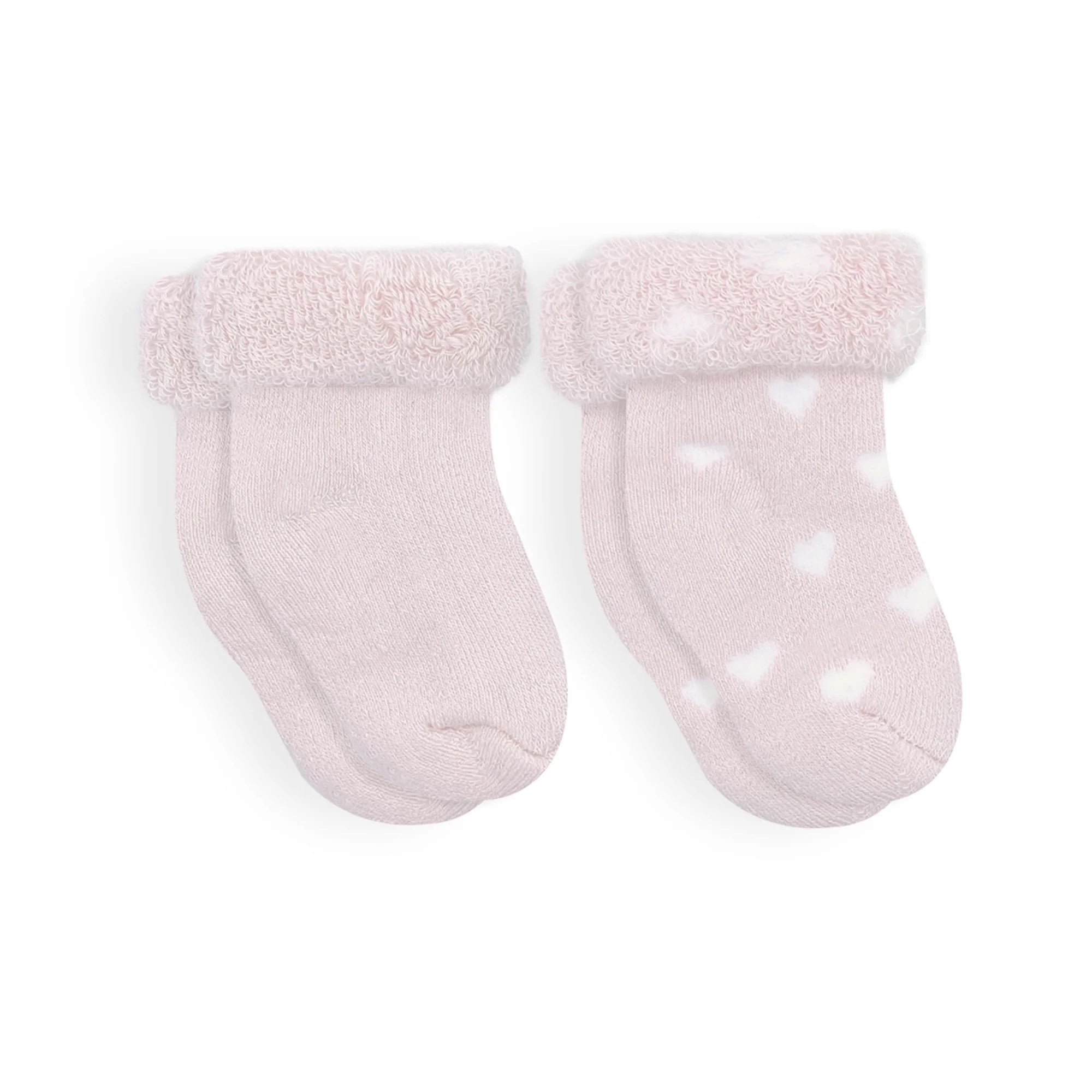 Kushies Baby Socks 2-Pack - Blush Solid/Hearts - Soft & Warm