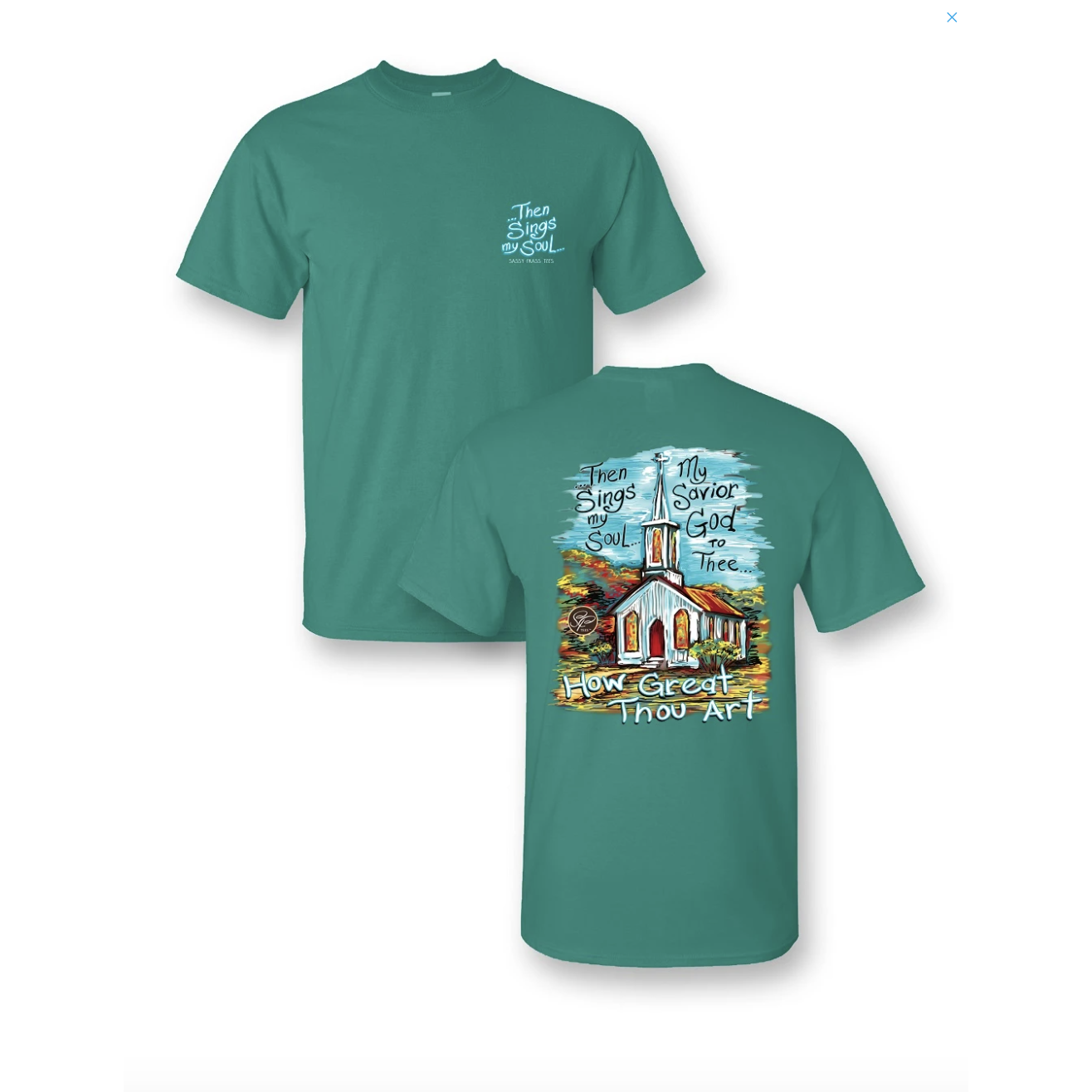 Stylish Sassy Frass 'How Great Thou Art' Crew-Neck Jade Tee
