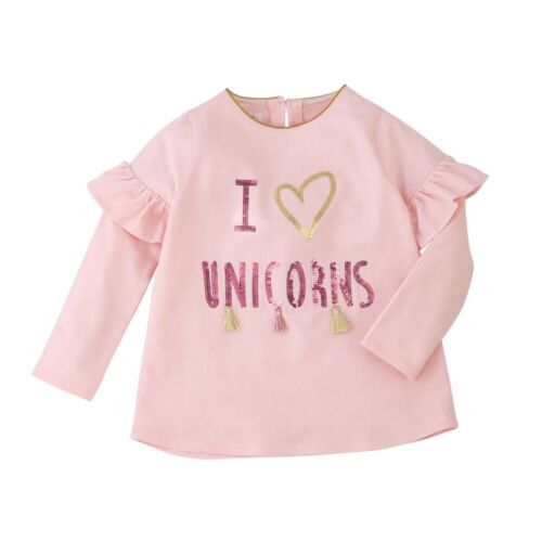 Mud Pie Pink Glitter Long Sleeve 'I Adore Unicorns' Cotton Spandex Tee