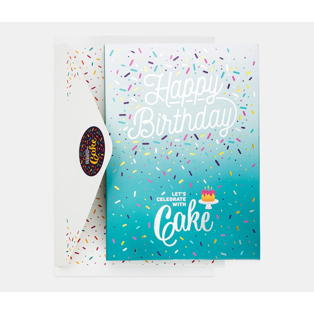 Special Offer! Teal InstaCake Birthday Card - Confetti Vanilla Flavored