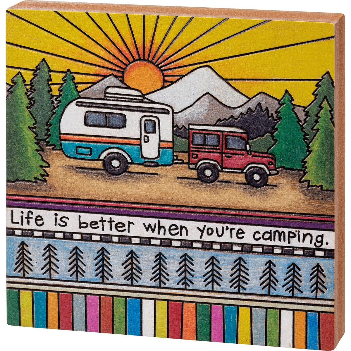 Hot! Primitives By Kathy Camping Block Sign
