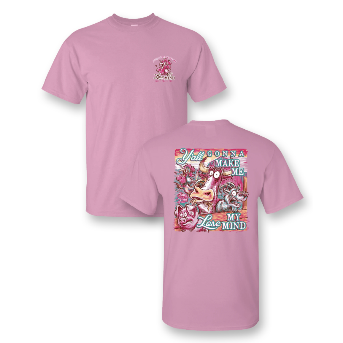 Limited-Time Offer! Adorable Sassy Frass Farm Animals Light Pink T-shirt