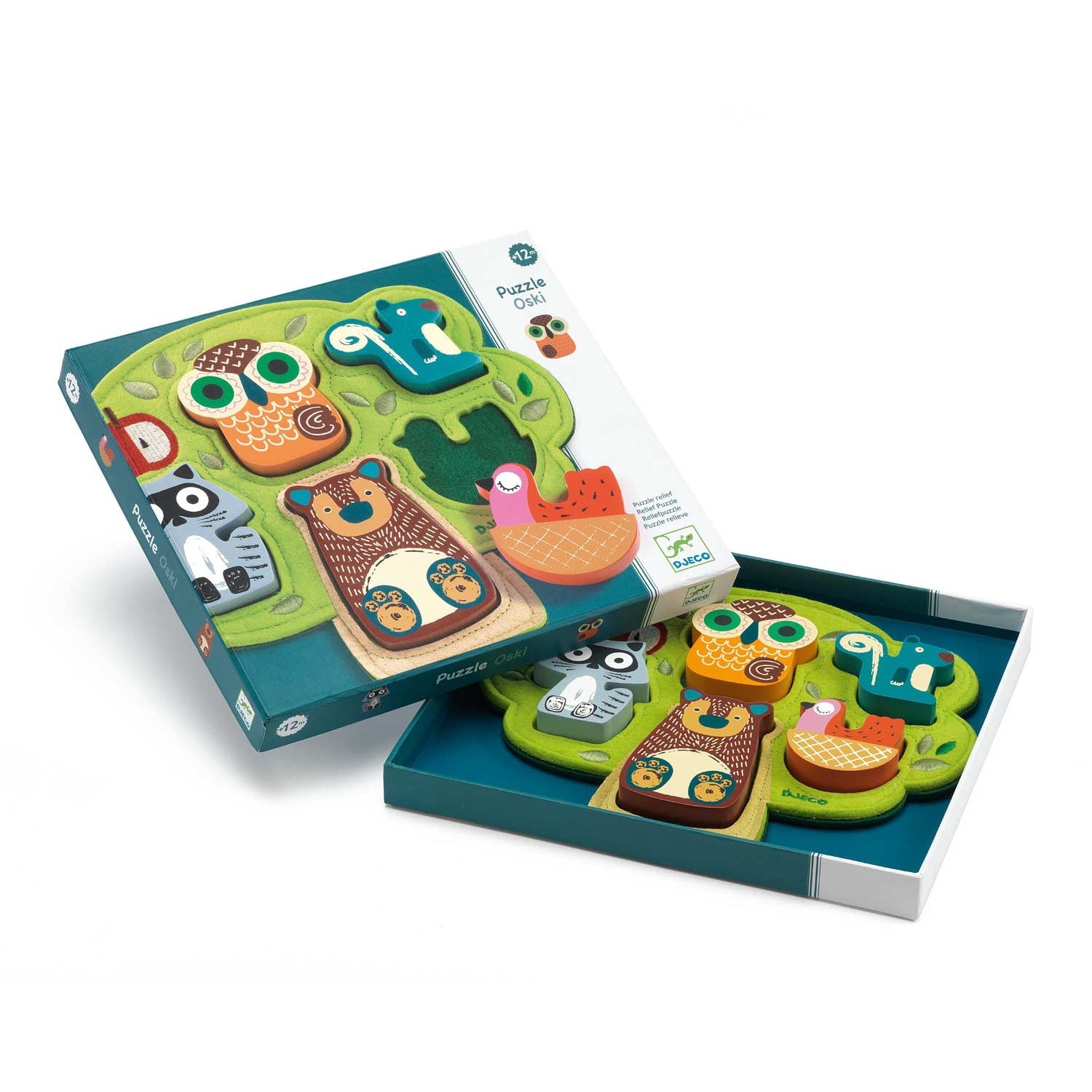 DJECO Oski 5-Piece Wood & Felt Puzzle - Ideal for Kids