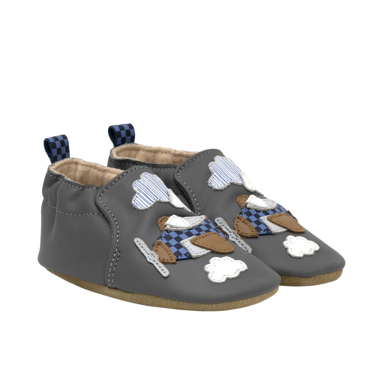 Robeez Grey Leather Little Co - Pilot Flexible Soft - Sole Shoes