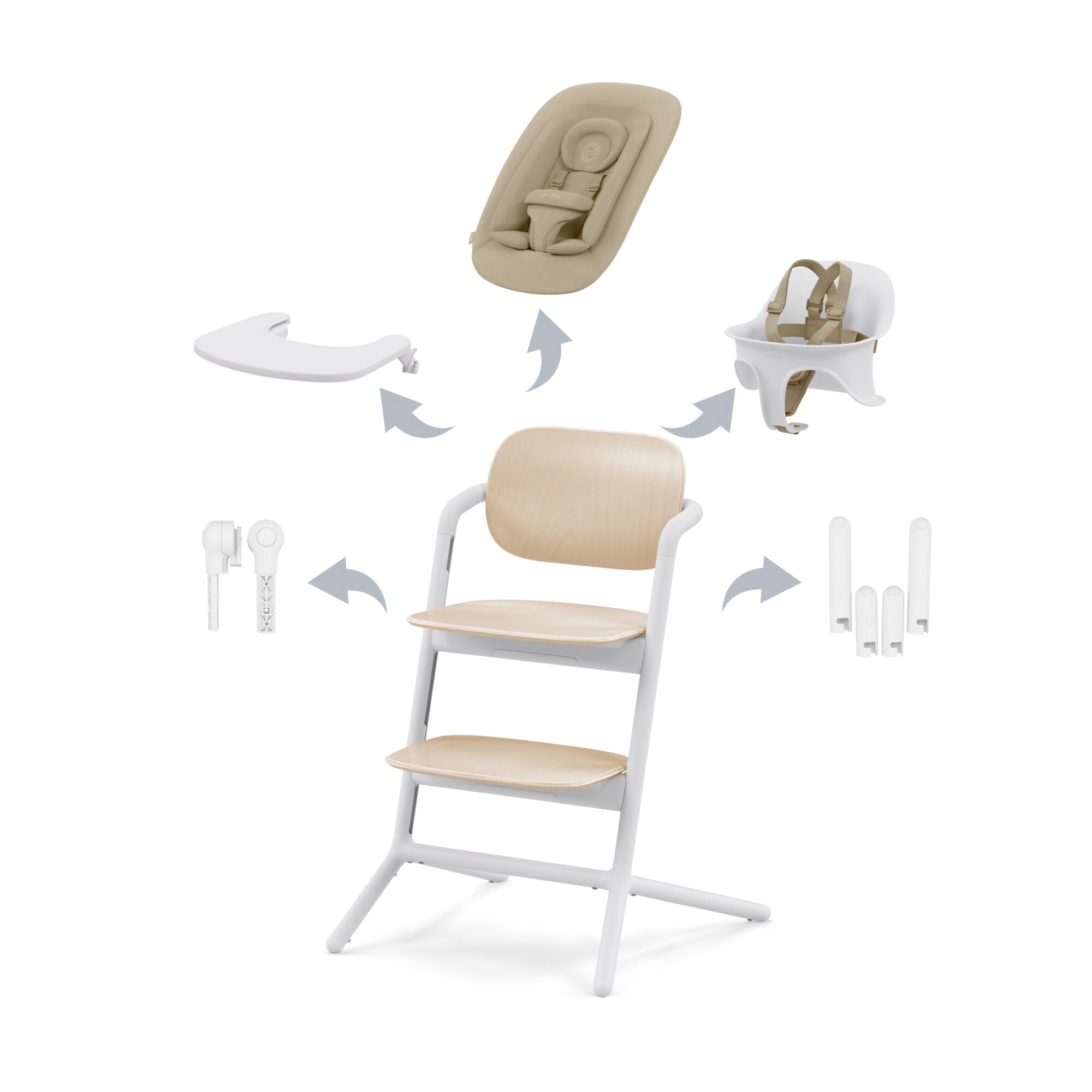 Cybex Gold Lemo 4-in-1 High Chair - Sand/White, Ideal for All Ages