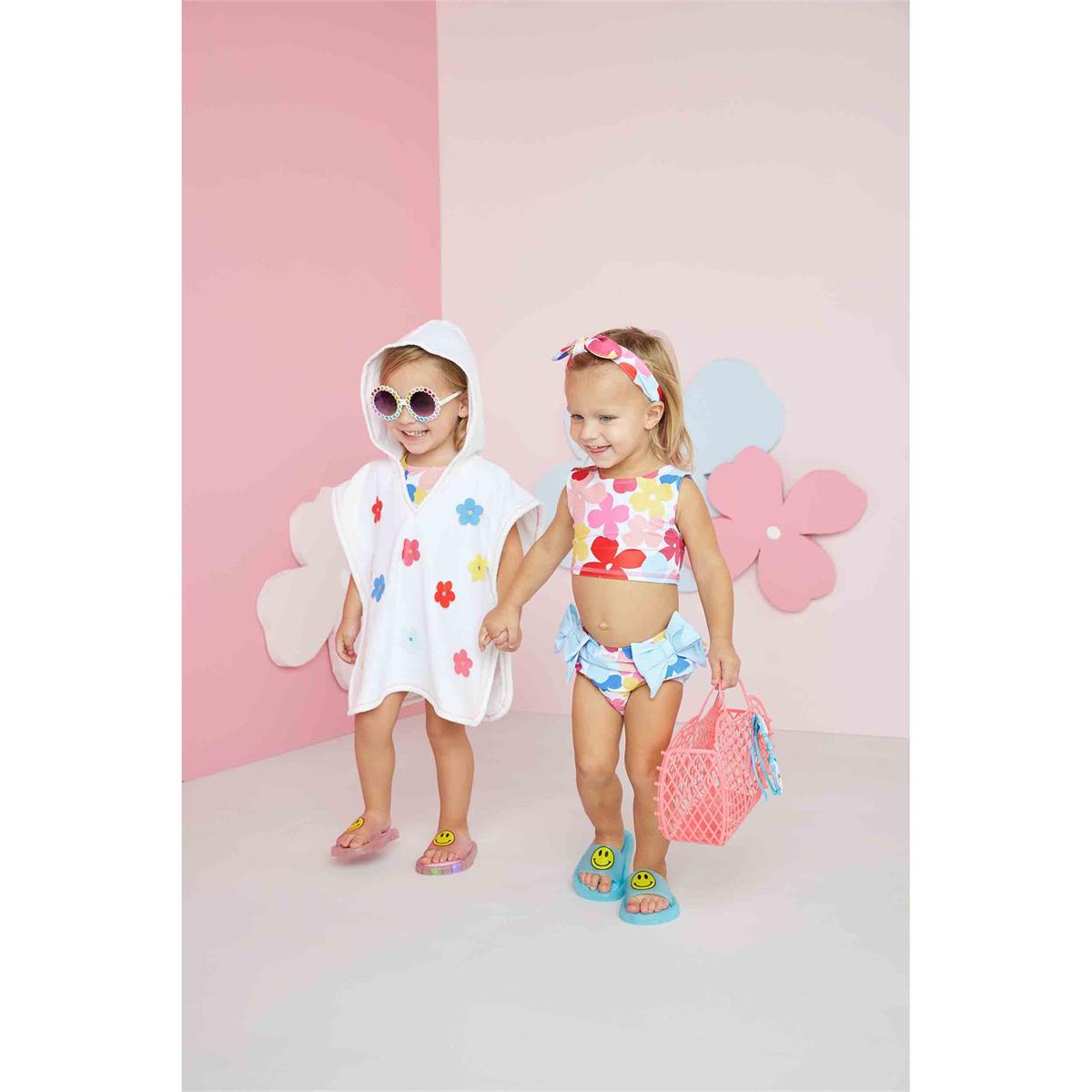 Mud Pie Colorful Multi - Floral Nylon Spandex Swimsuit with Bow Headband Set
