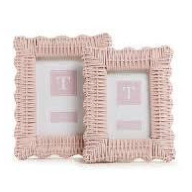 Pink 5 x 7 Wicker Weave Photo Frame by Two's Company