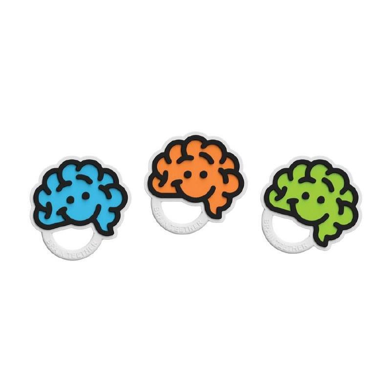 Fat Brain Toys Baby Brain Teether - Ideal for Sore Gums in Three Bright Colors