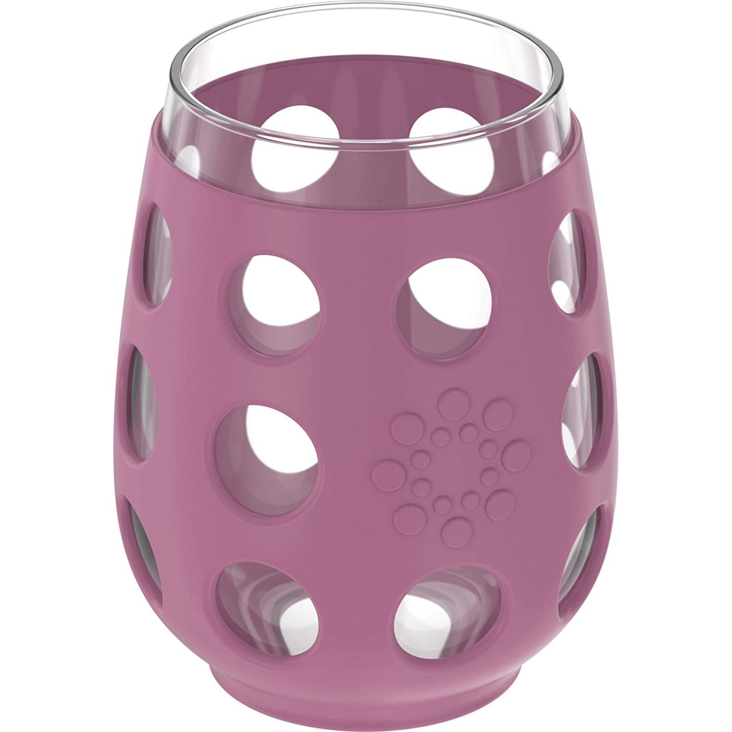 Lifefactory 17-Ounce BPA-Free Wine Glass Set of 2 with Colorful Silicone Sleeve, Wisteria - Ideal for Indoors & Outdoors