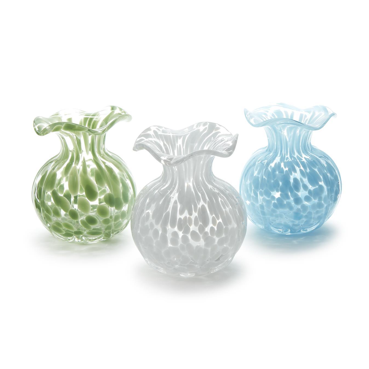Exclusive Assorted Two's Company Ruffled Edge Spotted Glass Vases for Stunning Floral Decor