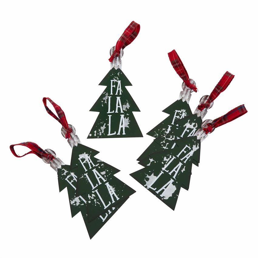 Hot Sale! Mud Pie Decorative Printed Tin Christmas Ornament with Tartan Loop Hanger