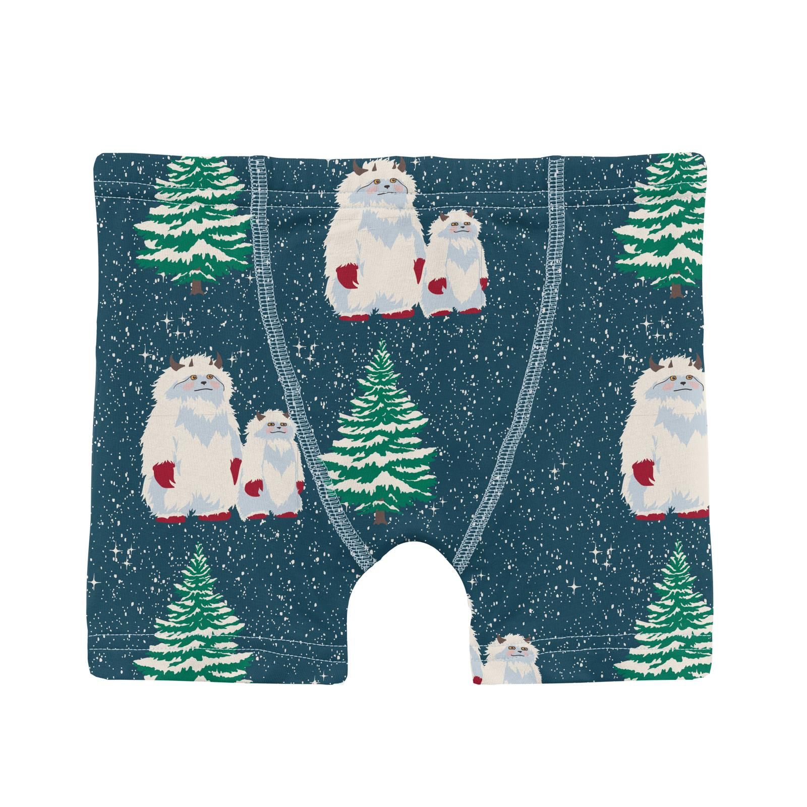 Boy's Peacock Yeti Print Super Soft Kickee Boxer Briefs